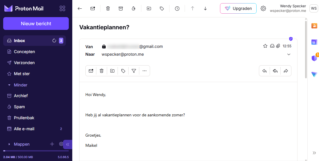 E-mail lezen in Proton Mail